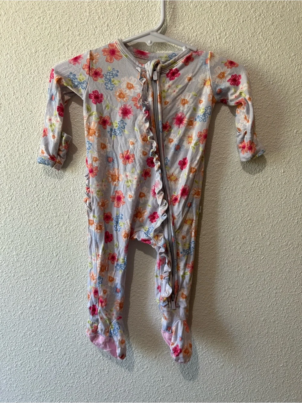 Newborn Girls PoshPeanut Floral Footed Pajamas